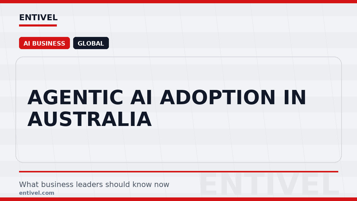 Entivel visual summary for Agentic AI Adoption in Australia, created for global business and technology leaders.
