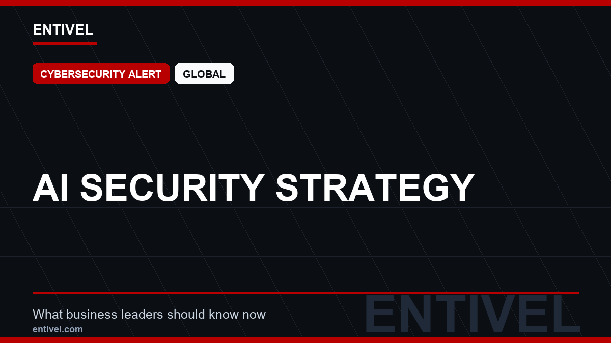 ENTIVEL news thumbnail: AI Security Strategy, focused on what global business and technology leaders should understand about modern news typography for cybersecurity alert.