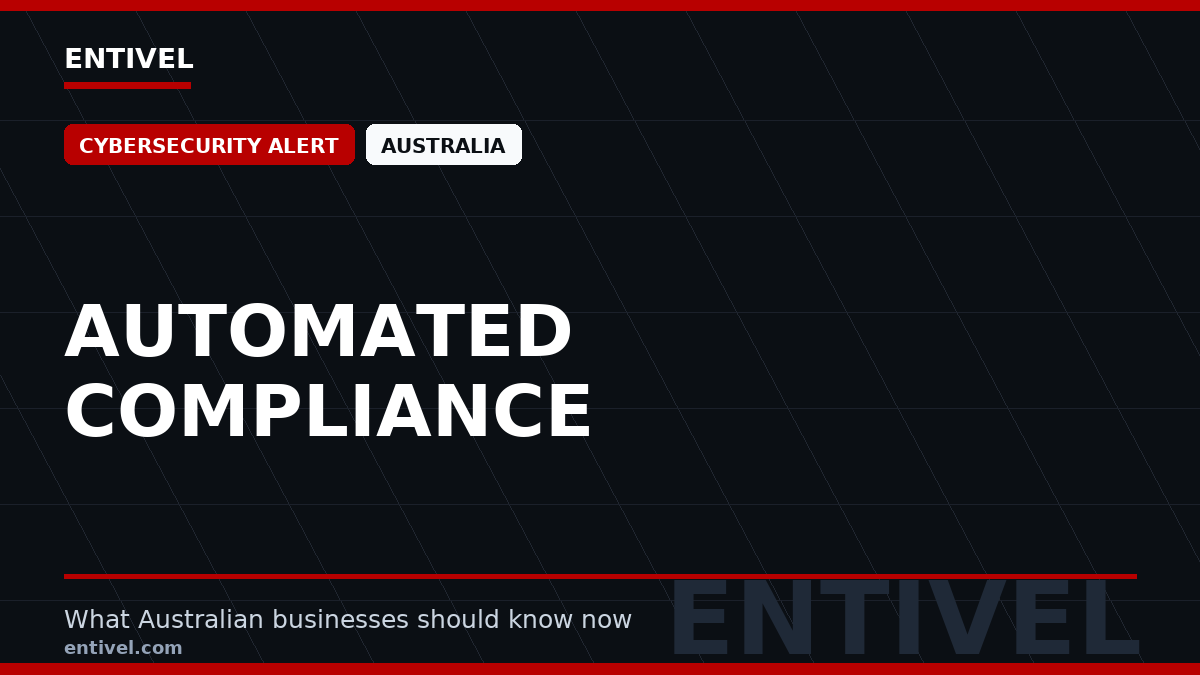 Entivel visual summary for Automated Compliance, created for Australian businesses.