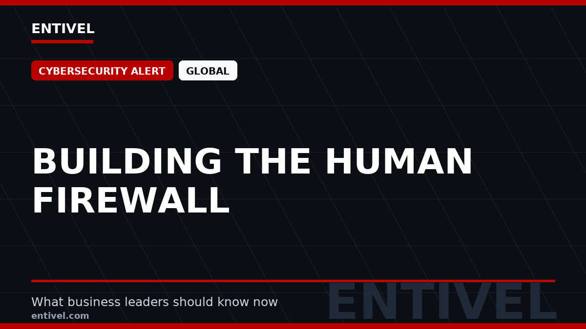 Entivel visual summary for Building the Human Firewall, created for global business and technology leaders.