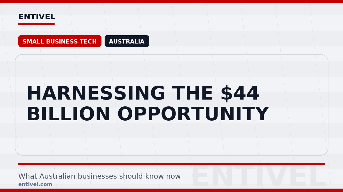 Entivel visual summary for Harnessing the $44 Billion Opportunity, created for Australian businesses.