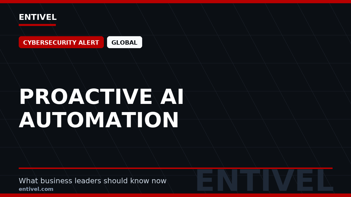 Entivel visual summary for Proactive AI Automation, created for global business and technology leaders.
