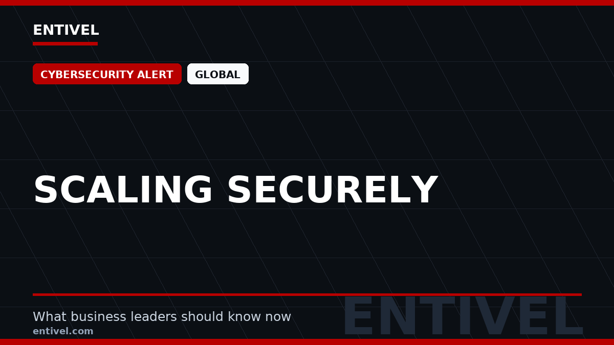 ENTIVEL editorial thumbnail: Scaling Securely, focused on what global business and technology leaders should understand about modern news typography for cybersecurity alert.