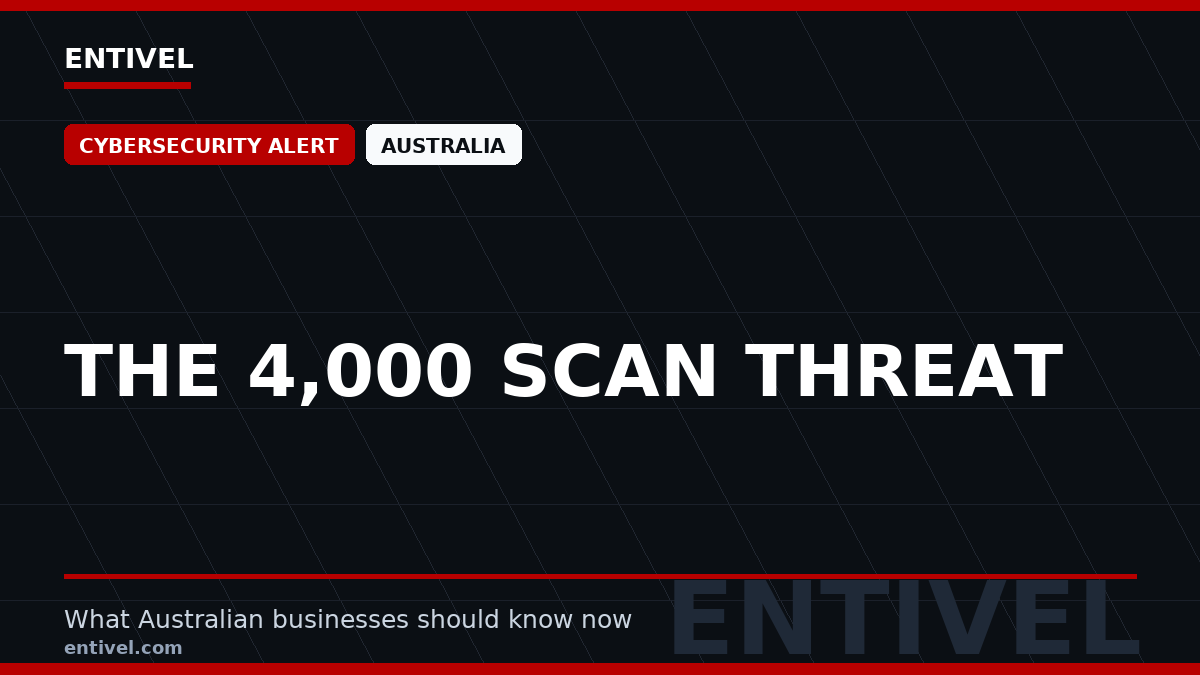 ENTIVEL editorial thumbnail: The 4,000 Scan Threat, focused on what Australian businesses should understand about modern news typography for cybersecurity alert.