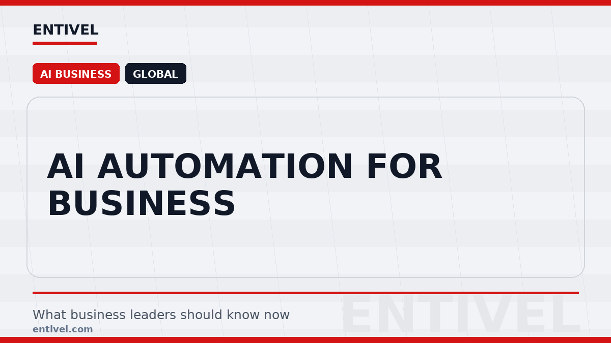 Entivel visual summary for AI Automation for Business, created for global business and technology leaders.