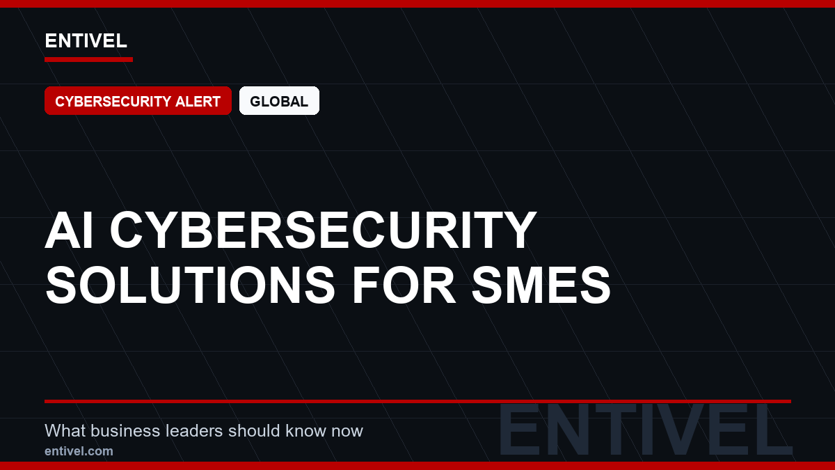 ENTIVEL news thumbnail: AI Cybersecurity Solutions for SMEs, focused on what global business and technology leaders should understand about modern news typography for cybersecurity alert.