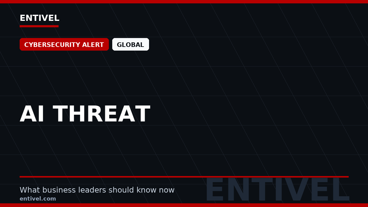 Entivel visual summary for AI Threat, created for global business and technology leaders.