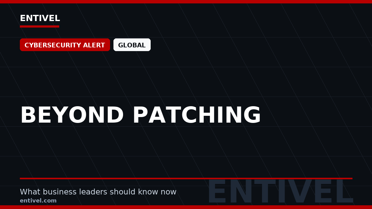 Entivel visual summary for Beyond Patching, created for global business and technology leaders.
