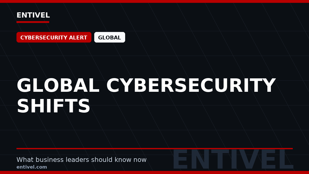 ENTIVEL editorial thumbnail: Global Cybersecurity Shifts, focused on what global business and technology leaders should understand about modern news typography for cybersecurity alert.