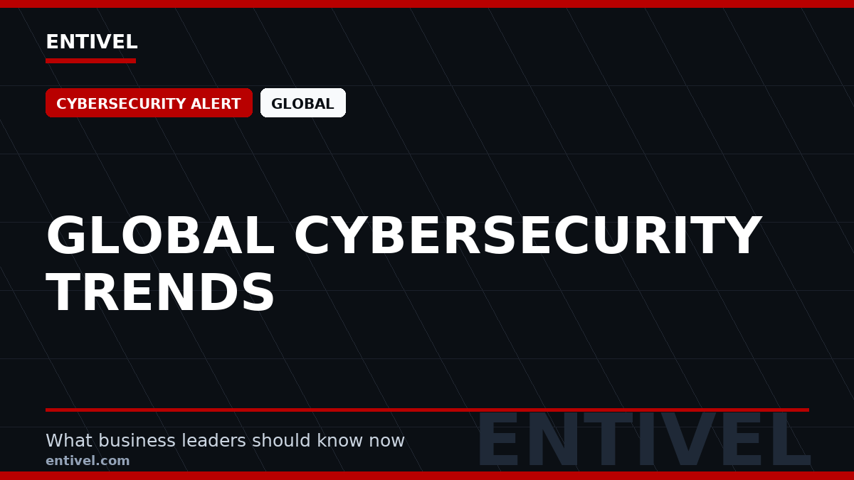 ENTIVEL editorial thumbnail: Global Cybersecurity Trends, focused on what global business and technology leaders should understand about modern news typography for cybersecurity alert.