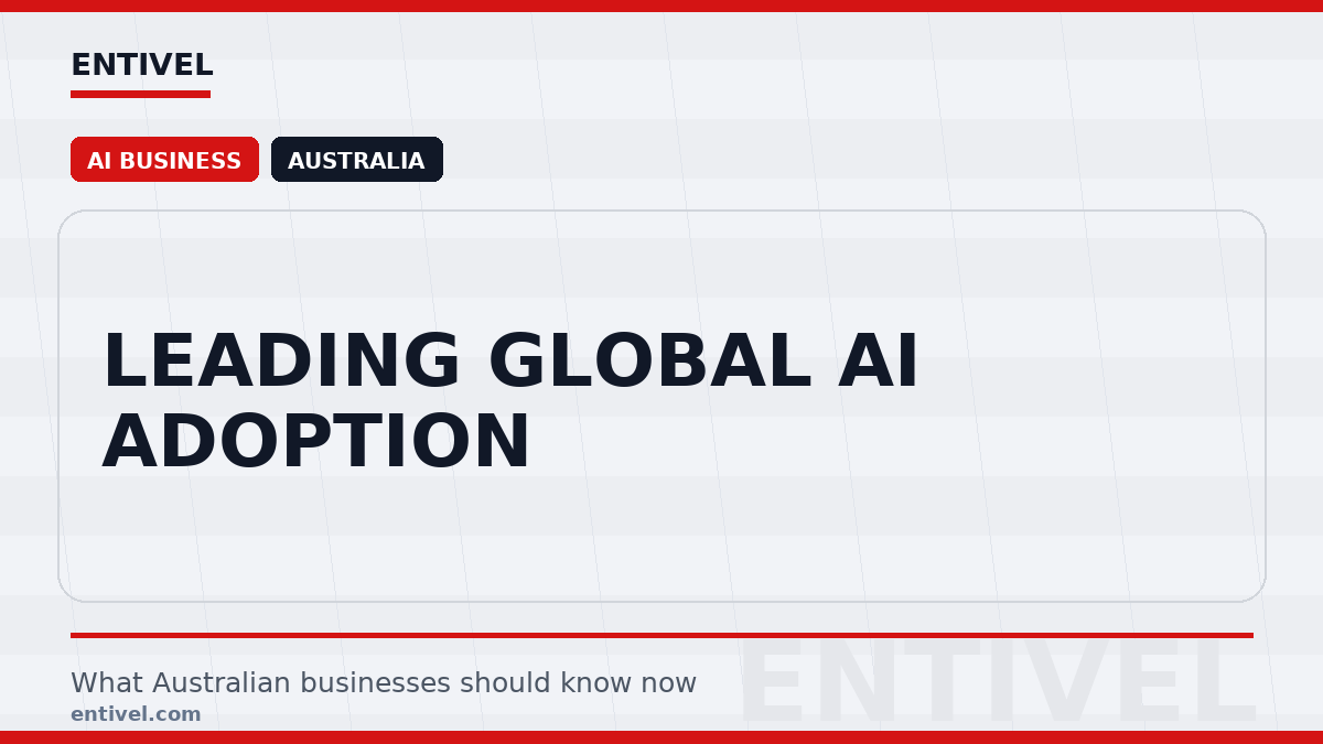 Entivel visual summary for Leading Global AI Adoption, created for Australian businesses.