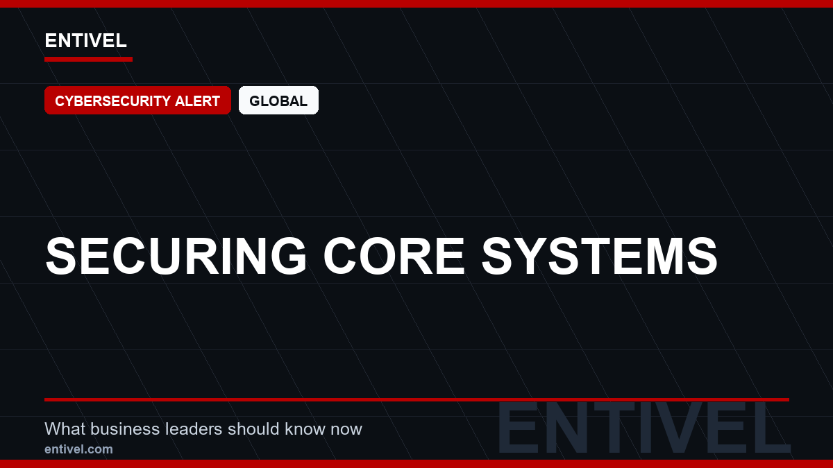 ENTIVEL news thumbnail: Securing Core Systems, focused on what global business and technology leaders should understand about modern news typography for cybersecurity alert.